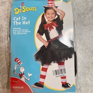 Dr. Seuss Cat in the Hat Kids Girl Costume - Black and White with Red Accents